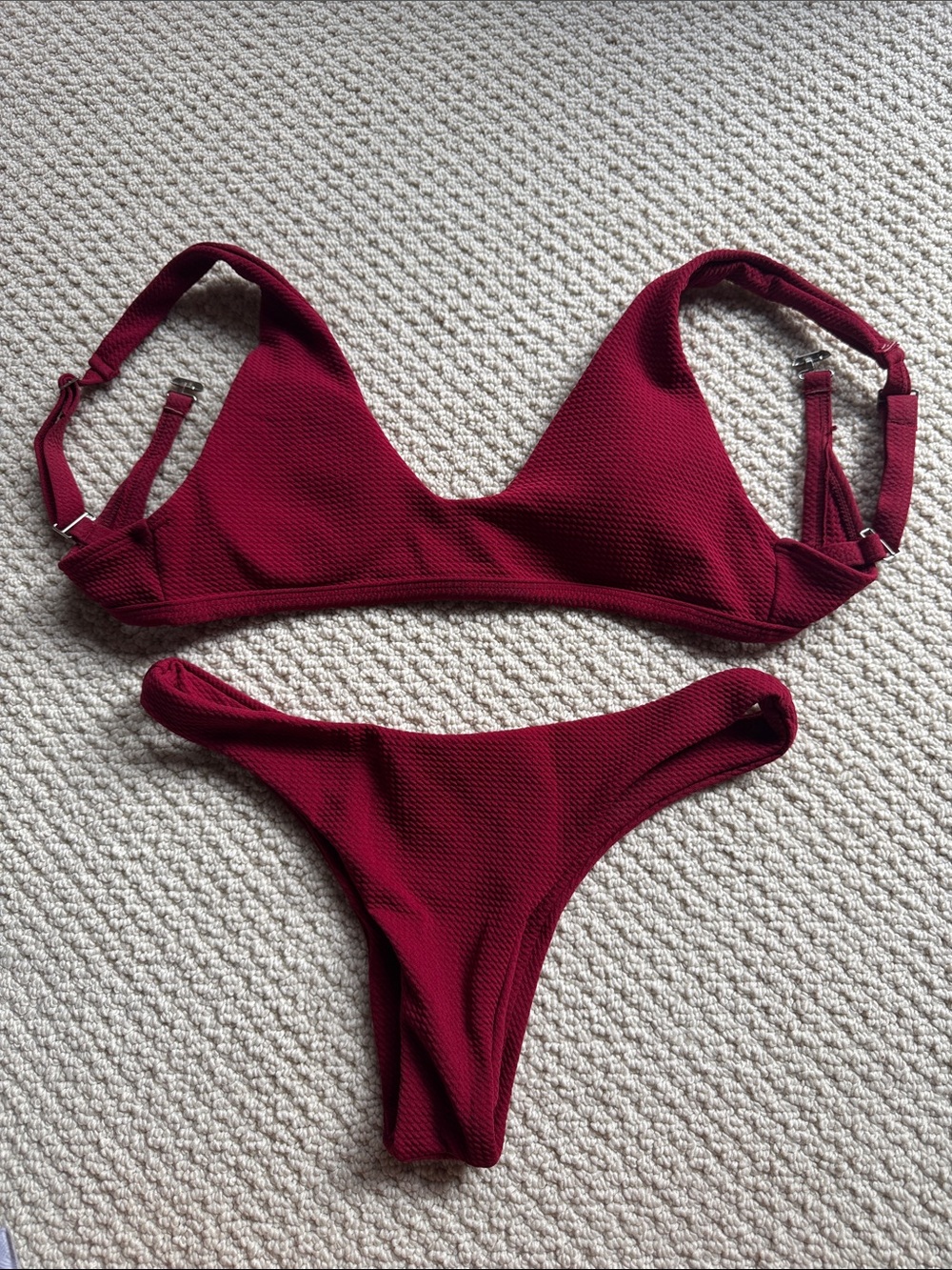 ZAFUL Maroon Textured Bikini Set